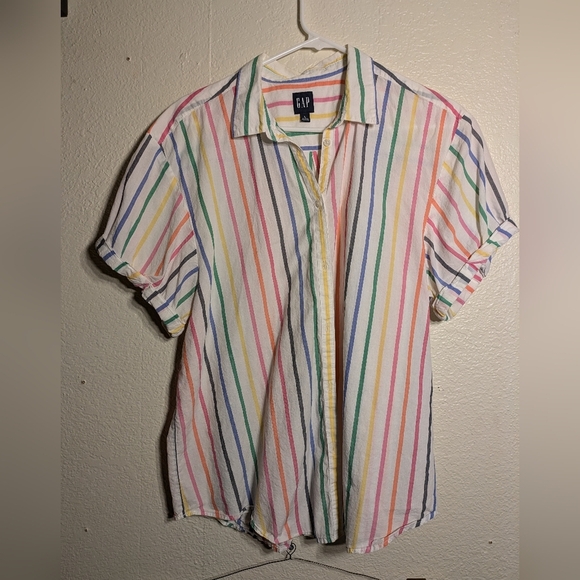 GAP Colorful Striped Button-Up Shirt Size Large - Picture 1 of 7